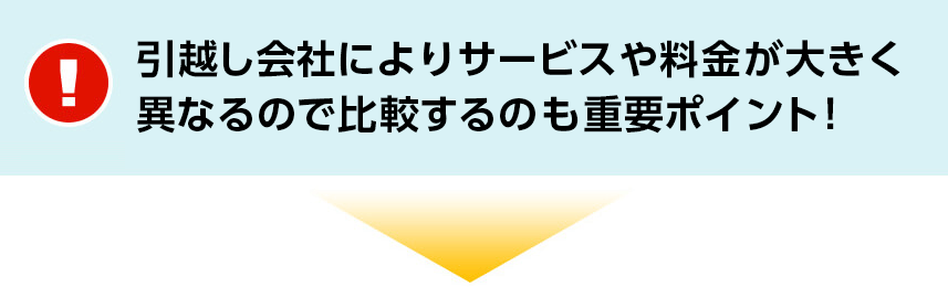 引越し会社によってサービスや料金が大きく異なるので比較するのも重要ポイント！