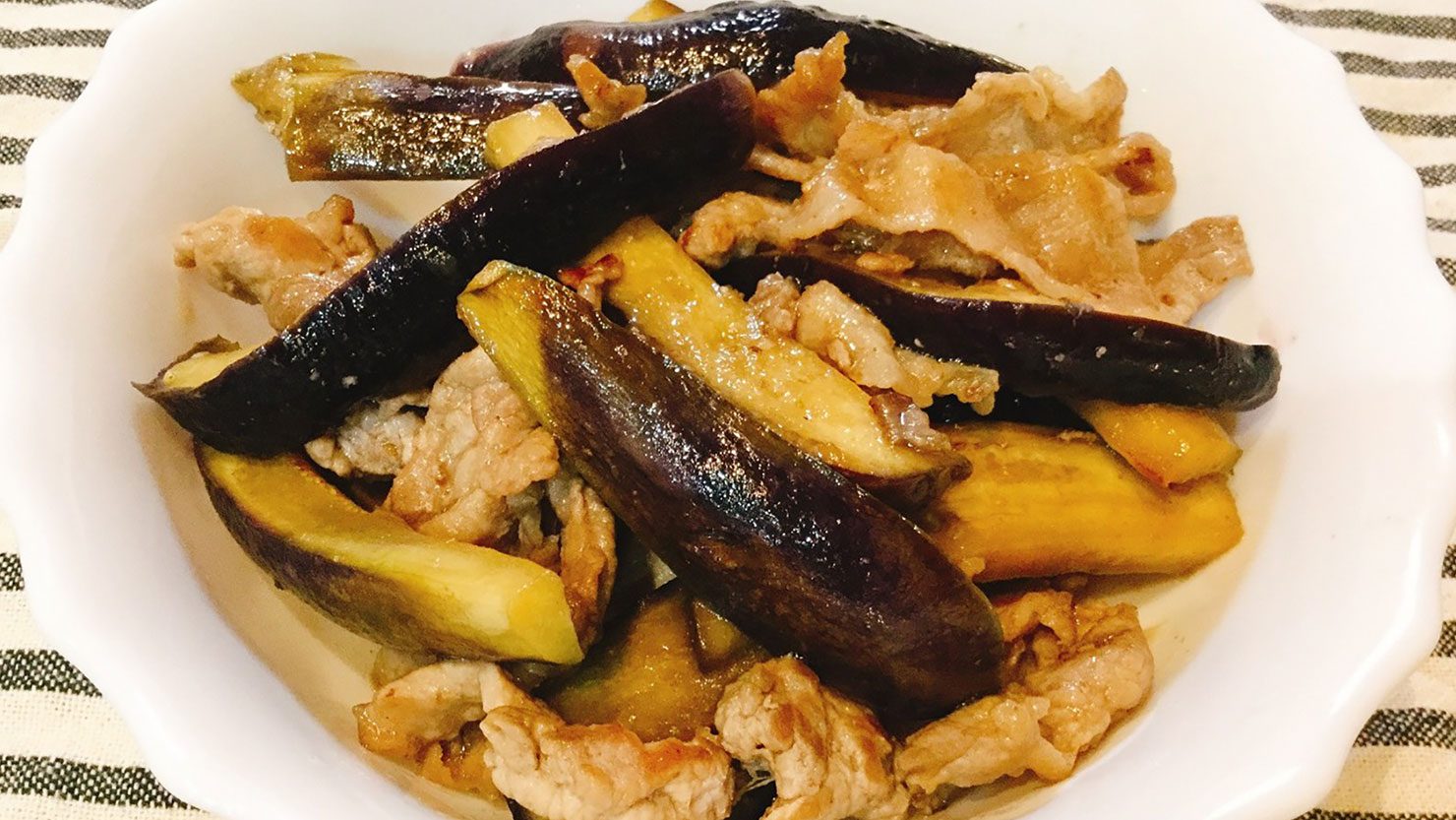 ゴマ香る!ナスと豚肉のポン酢炒め