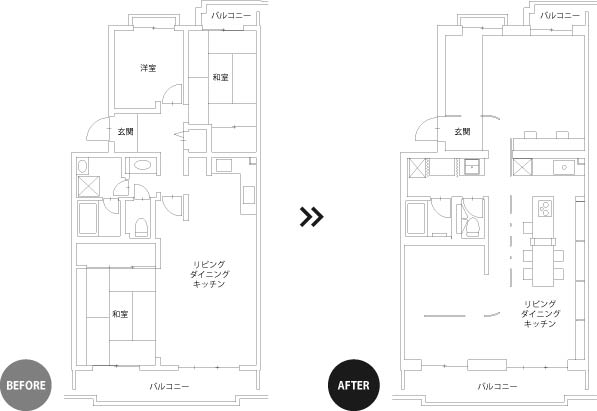 【リノベ暮らしな人々vol.29】間取り図ビフォーアフター 【リノベ暮らしな人々vol.29】間取り図ビフォーアフター