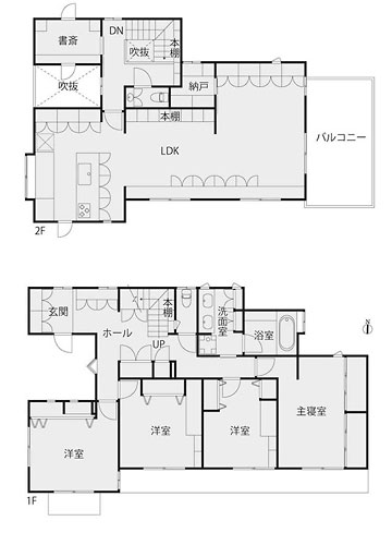 ホームズ 階段に図書室のあるアカデミックな住まい